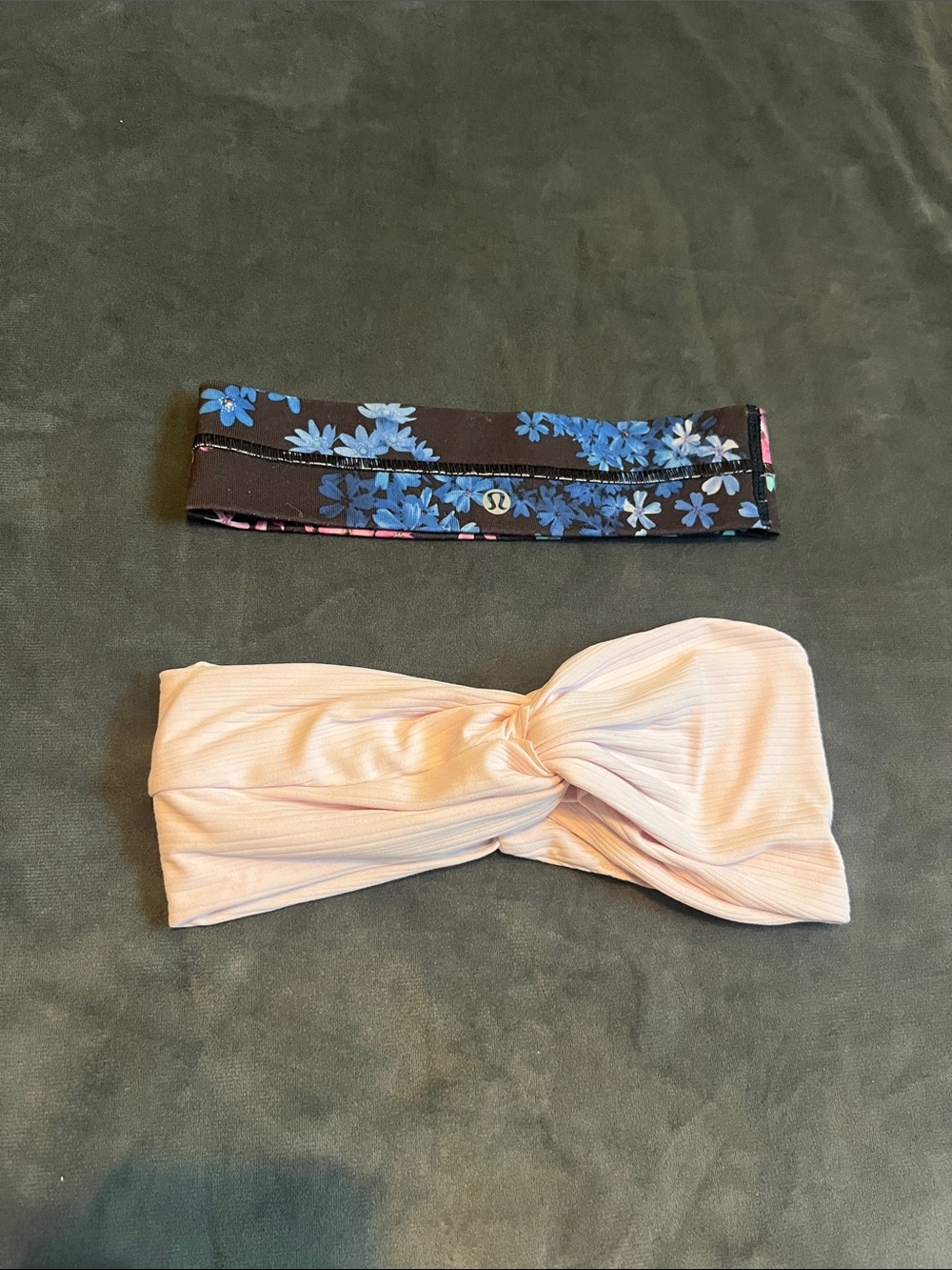 lululemon athletica Blue Floral and Blush Pink Headband Set